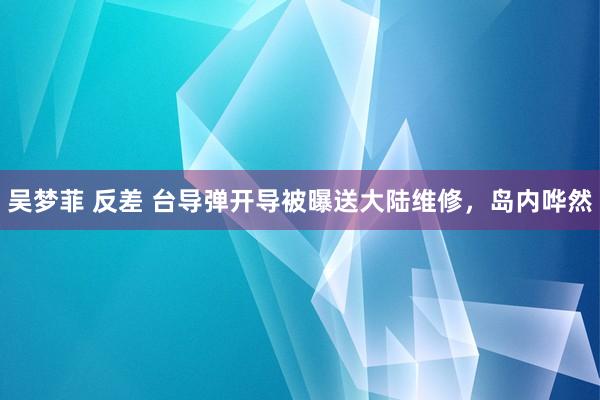 吴梦菲 反差 台导弹开导被曝送大陆维修，岛内哗然