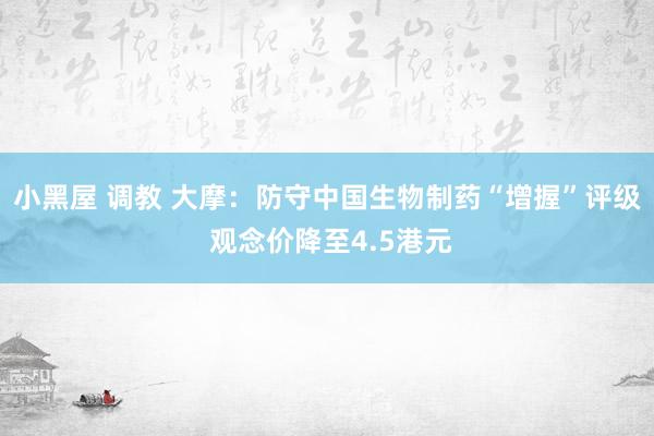 小黑屋 调教 大摩：防守中国生物制药“增握”评级 观念价降至4.5港元