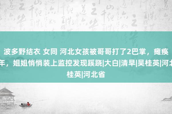 波多野结衣 女同 河北女孩被哥哥打了2巴掌，瘫痪20年，姐姐悄悄装上监控发现蹊跷|大白|清早|吴桂英|河北省